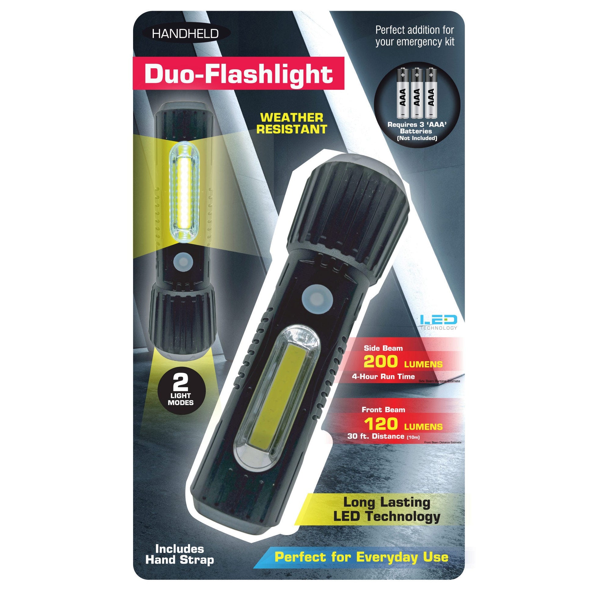 weather- resistant duo mode led flashlight -- 8 per box