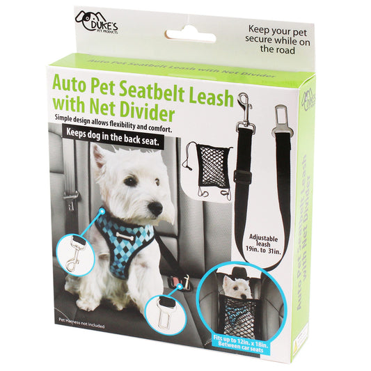 auto pet seat belt leash with net divider -- 6 per box