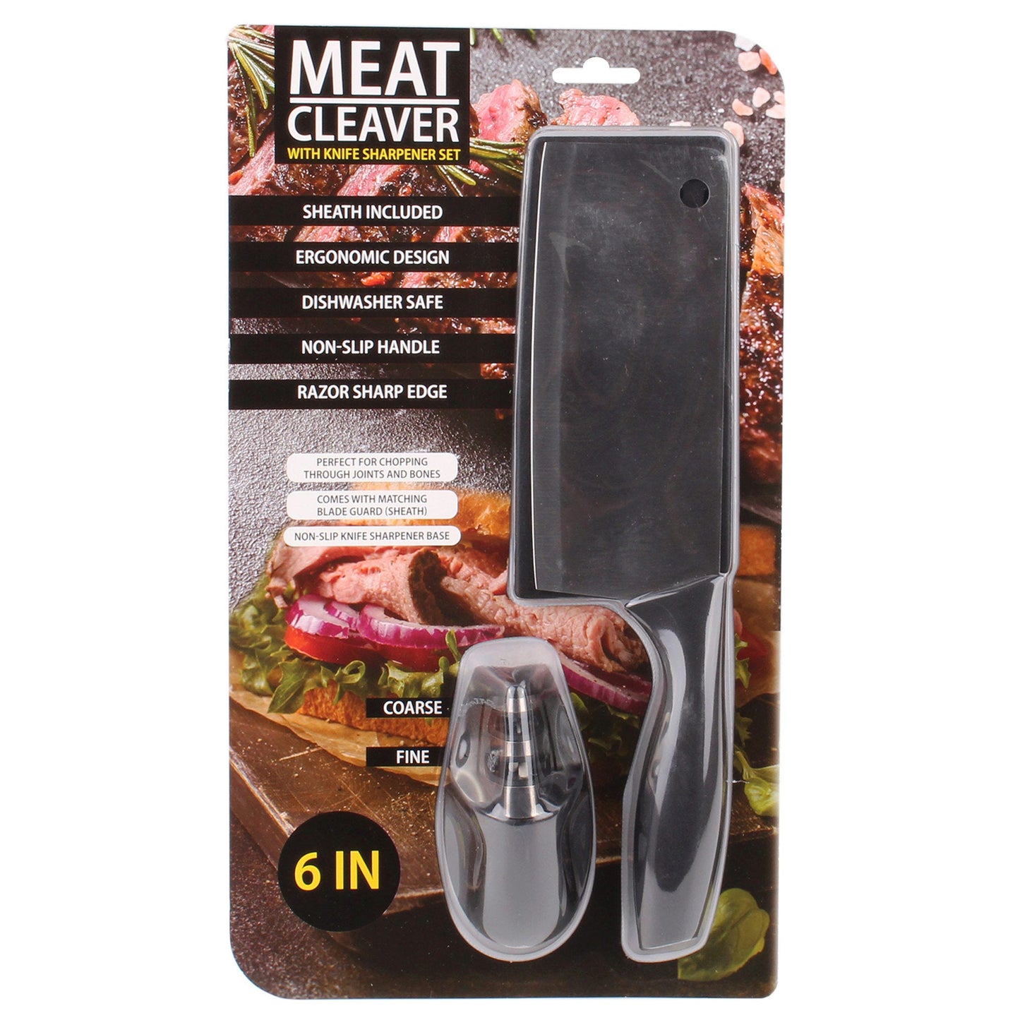 6 meat cleaver with mini knife sharpener -- 6 per box