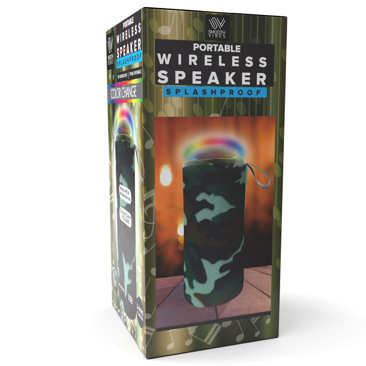 6.5 splashproof camouflage print portable wireless speaker -- 4 per box