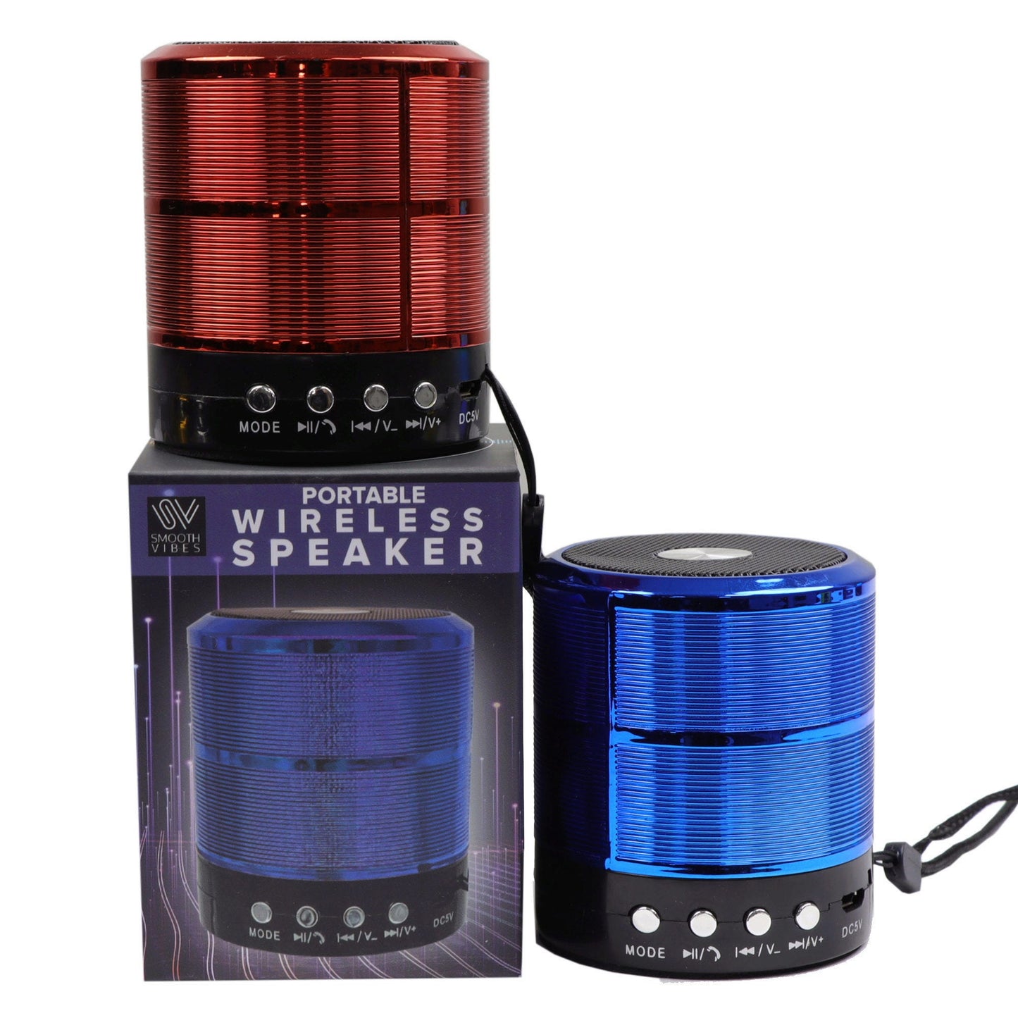 2.75 mini wireless portable speaker red blue assorted -- 6 per box