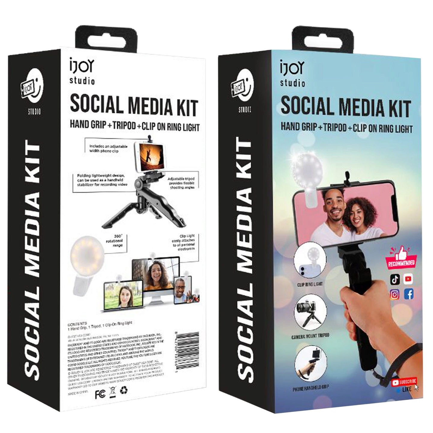 ijoy studio social media kit with hand grip stabilizer tripod ring light -- 16 per box