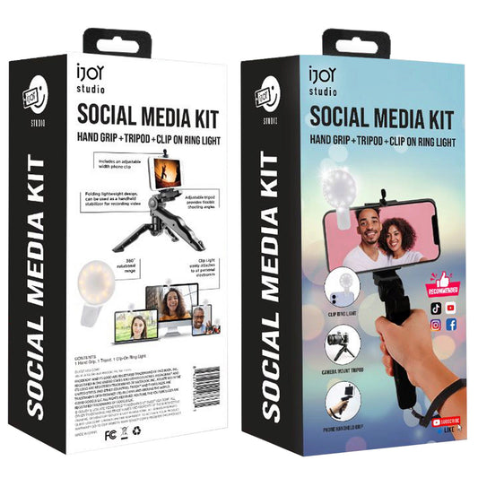 ijoy studio social media kit with hand grip stabilizer tripod ring light -- 16 per box