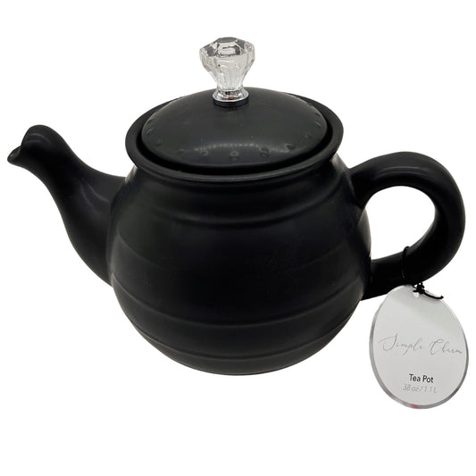 38oz matte black teapot -- 8 per case