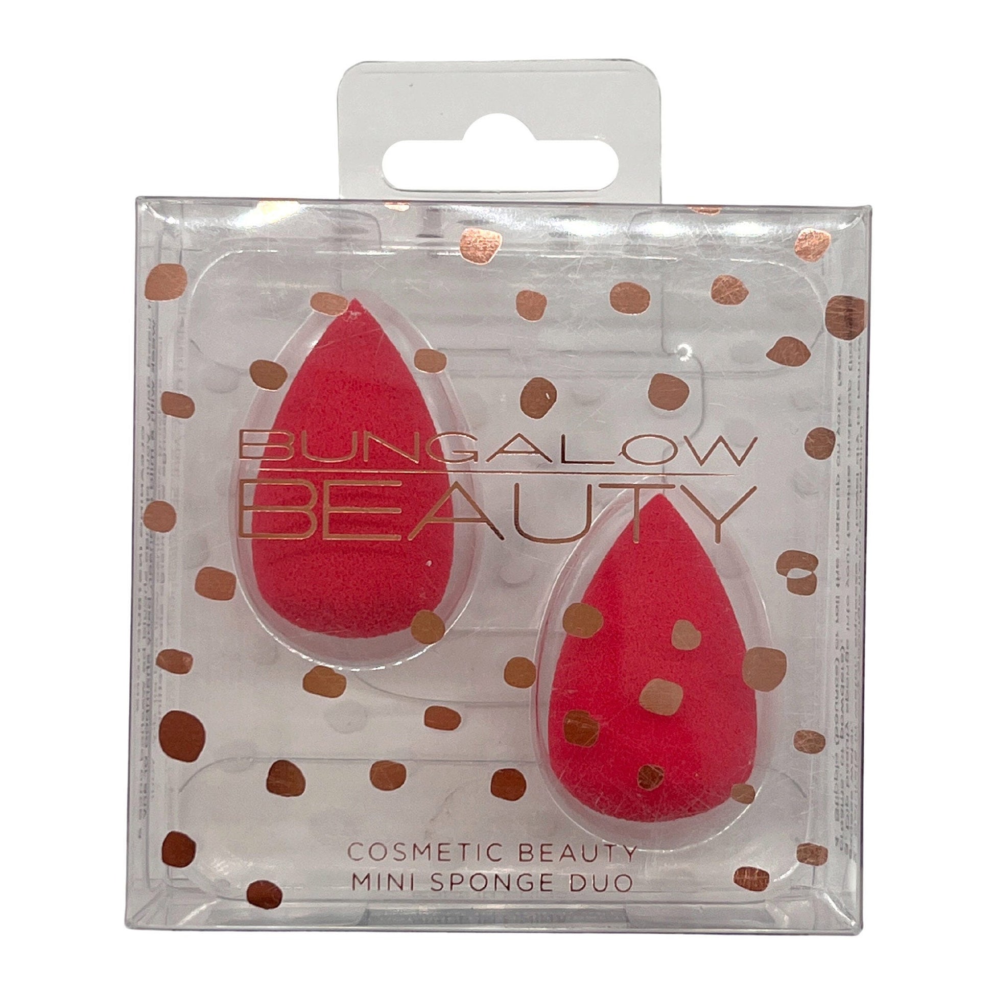 bungalow beauty 2 pack mini tear drop cosmetic sponges in fuchsia inside a polkadot box -- 60 per box