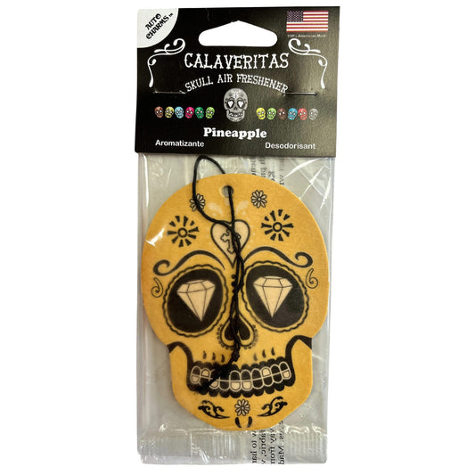 calaveritas sugar skull air freshener in pineapple scent -- 132 per box