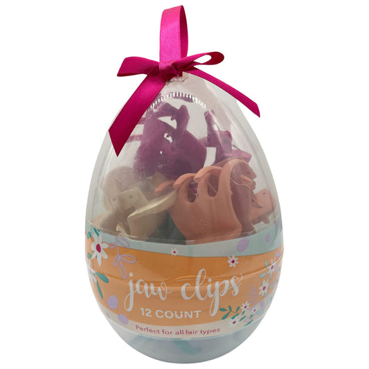 12 pack medium pastel jaw clips in plastic egg ornament -- 20 per box