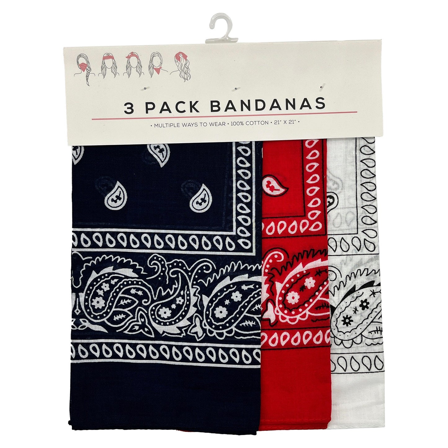 3 pack traditional bandana in navy -- 24 per box