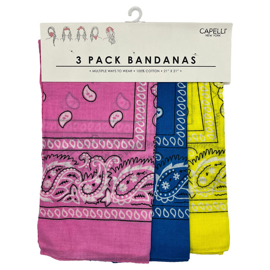 3 pack traditional bandana in yellow -- 24 per box