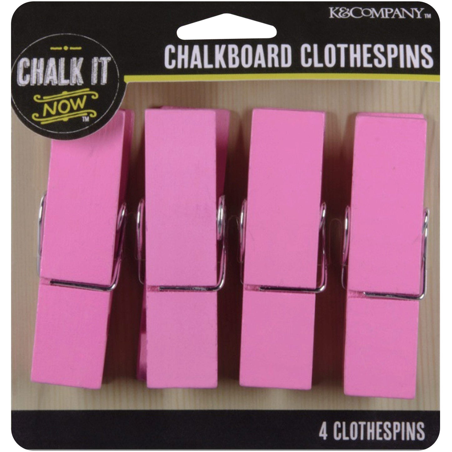 large 3 pink 4 count clothespins set -- 39 per box