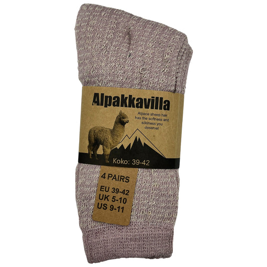 4 pack alpakkavilla women s purple alpaca sheep hair socks -- 15 per box