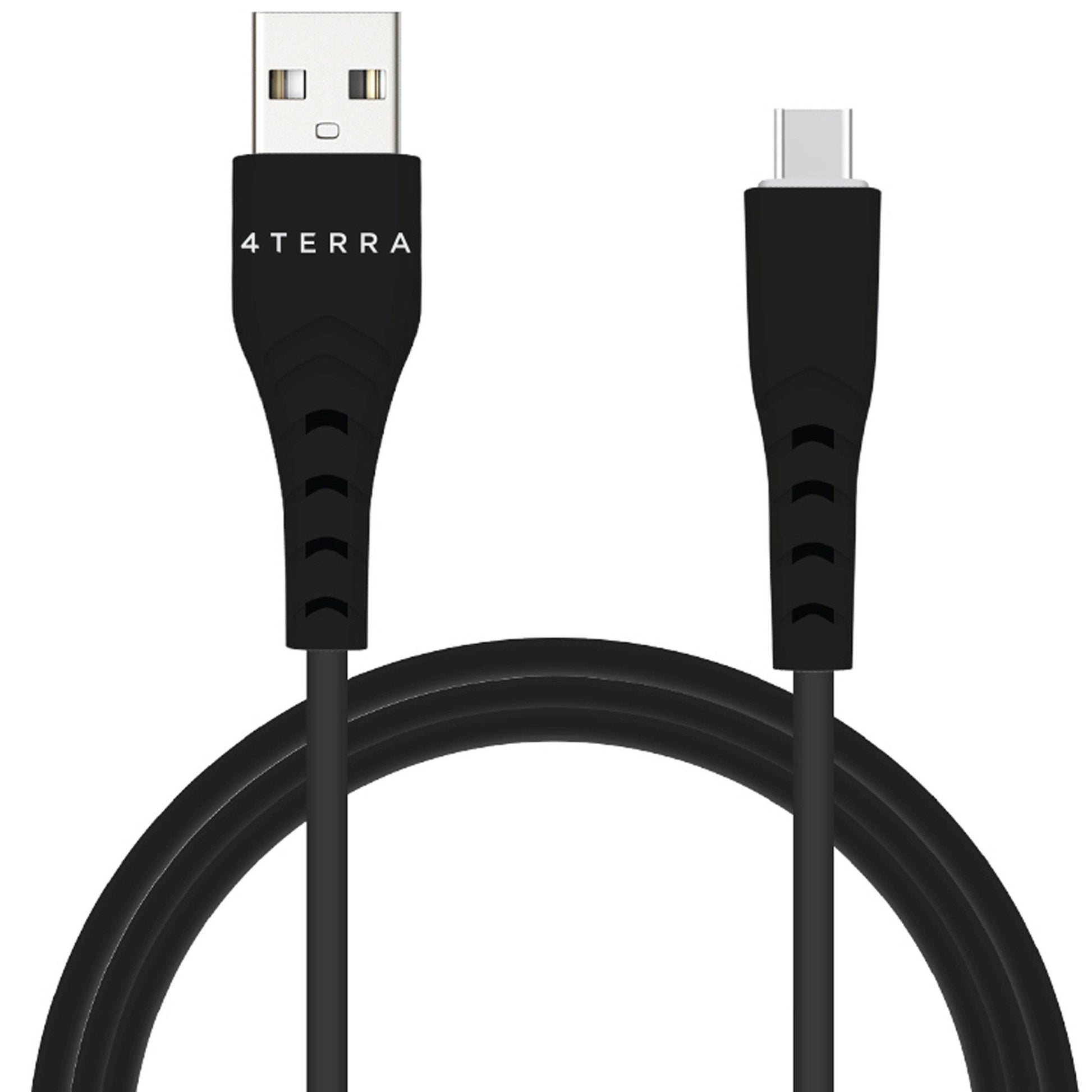 i joy 4 terra 3 foot recycled p.e.t braided usb type c cable in black -- 18 per box