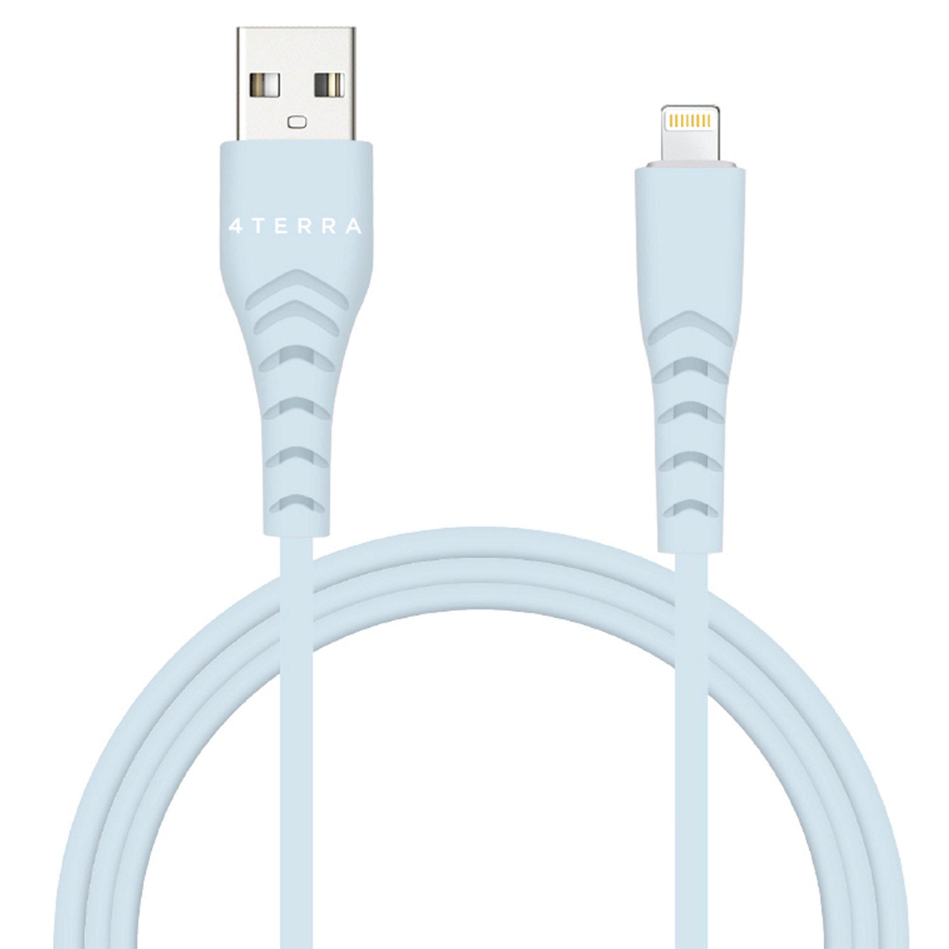 i joy 4 terra 3 foot recycled p.e.t braided usb type c cable in light blue -- 18 per box