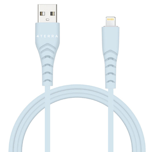 i joy 4 terra 3 foot recycled p.e.t braided usb type c cable in light blue -- 18 per box