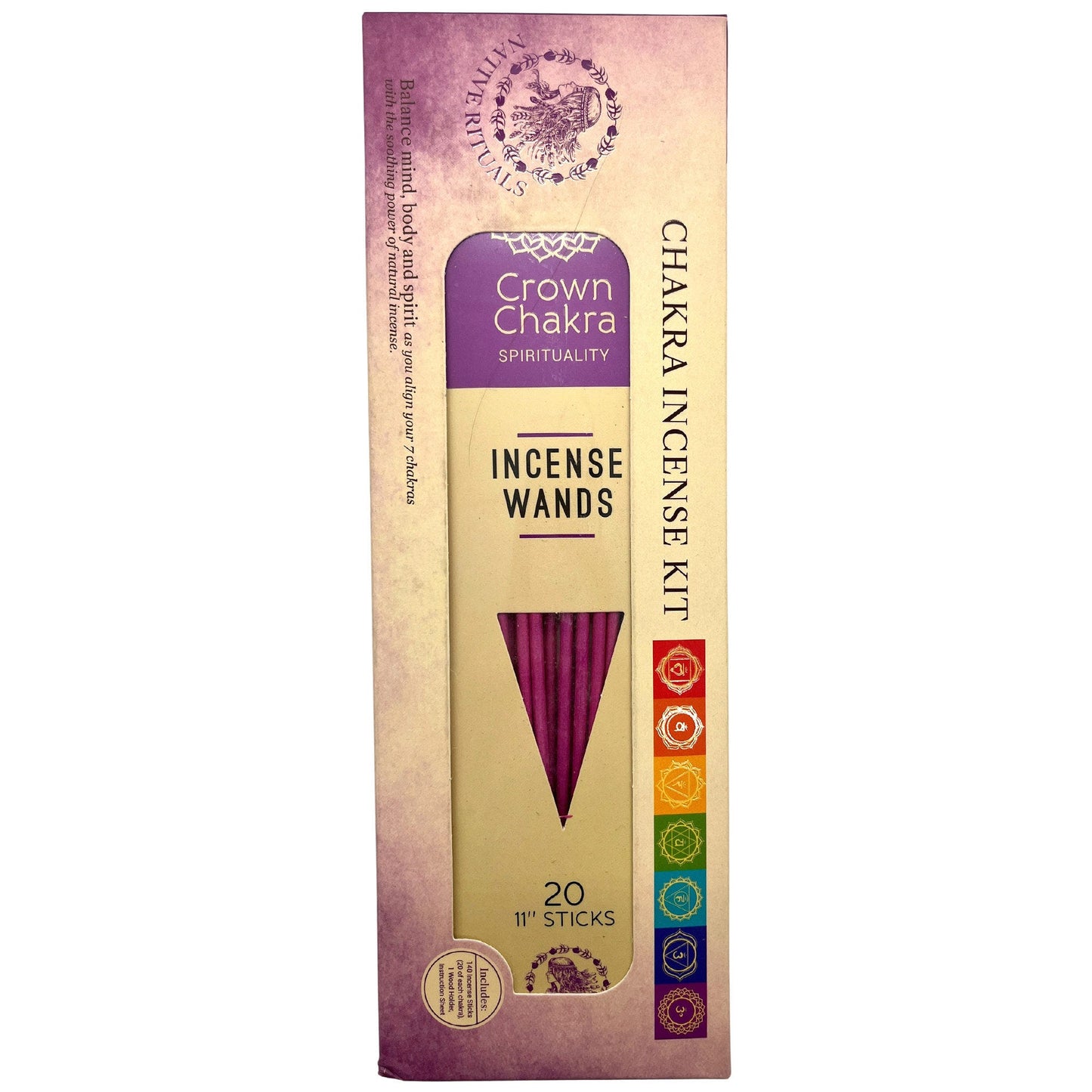 chakra incense set with 140 sticks 1 wood holder -- 20 per box