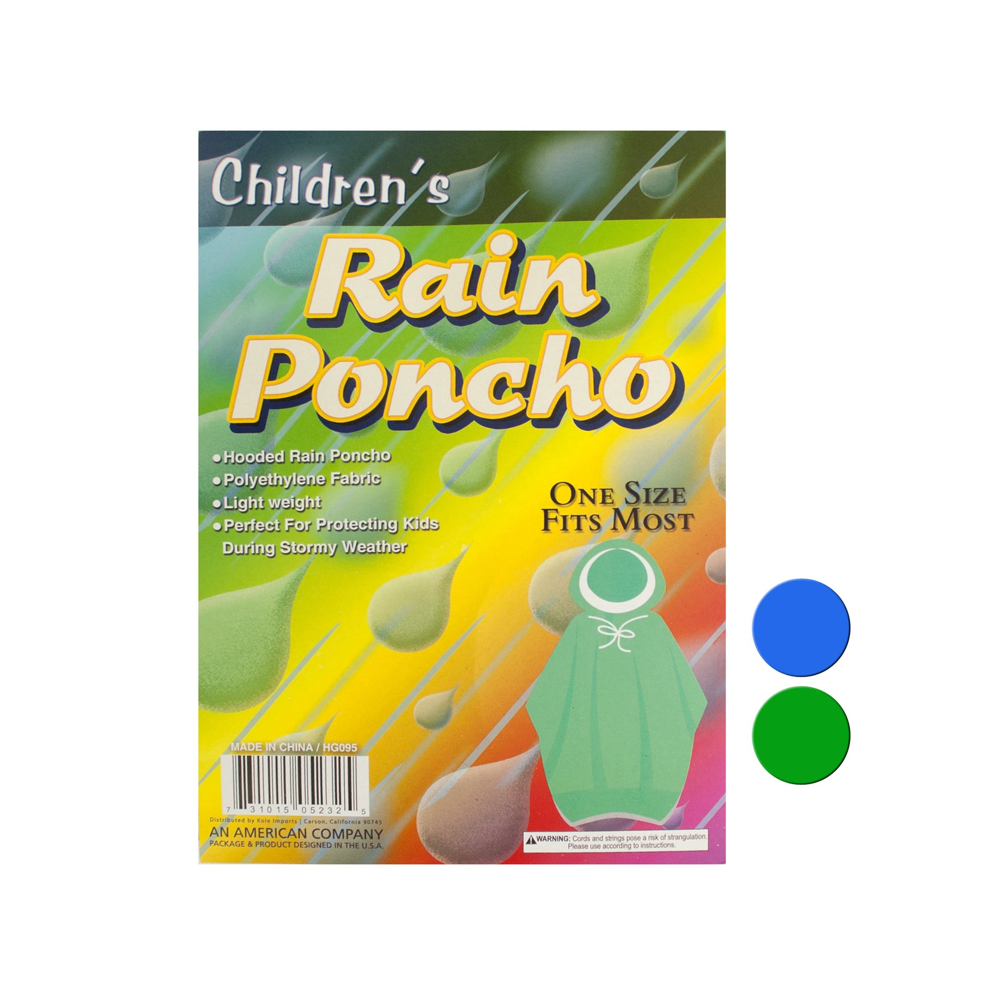 kids hooded rain poncho  - polyester -- 26 per box