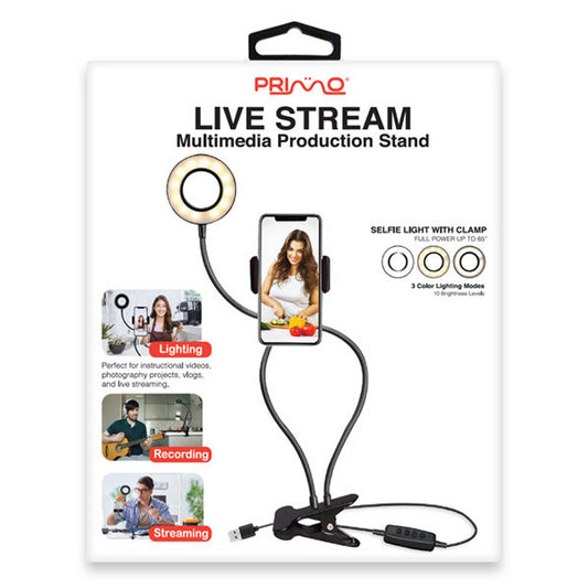 primo live steam flexible ring light production stand with clip and phone holder -- 8 per box