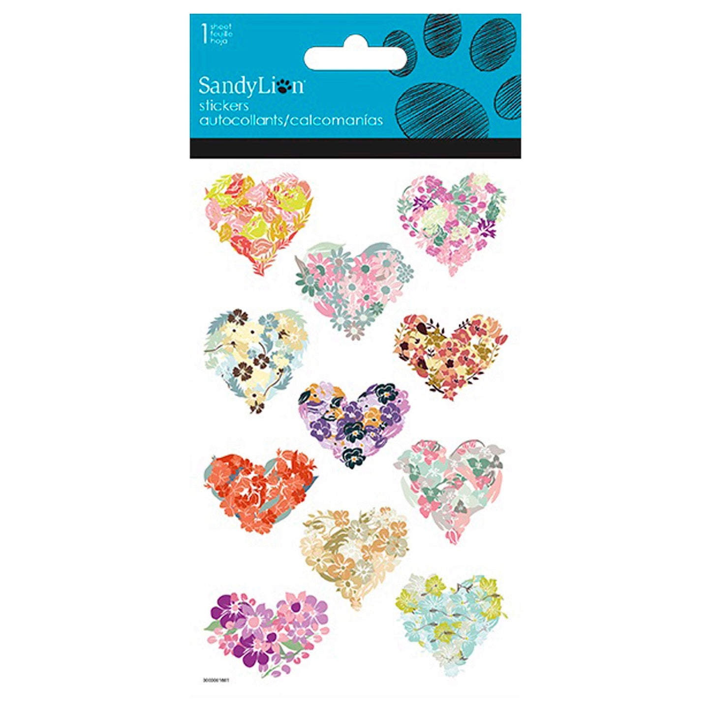 floral heart stickers -- 78 per box