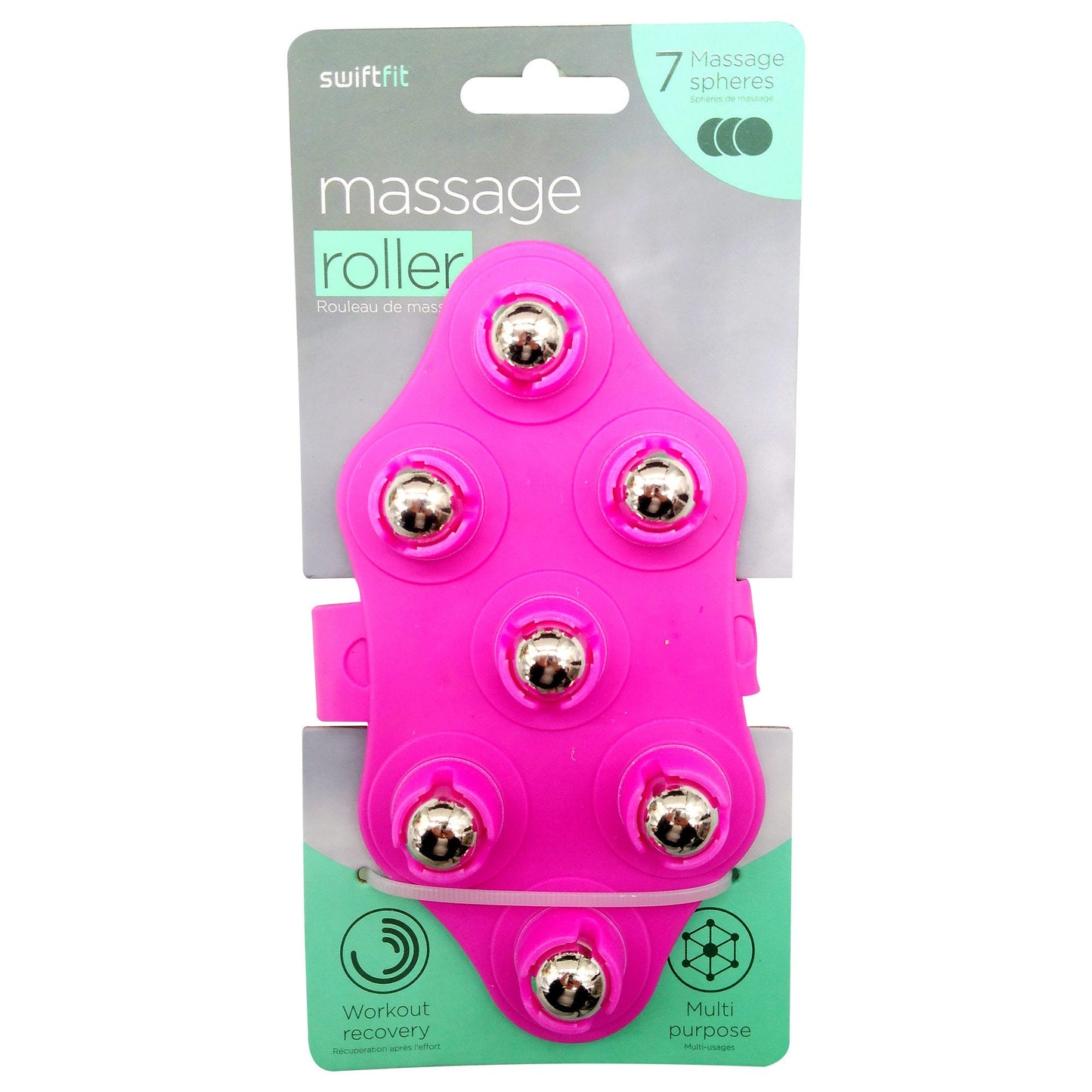 swift fit pink multi- purpose diamond shaped massage roller with 7 spheres -- 12 per box