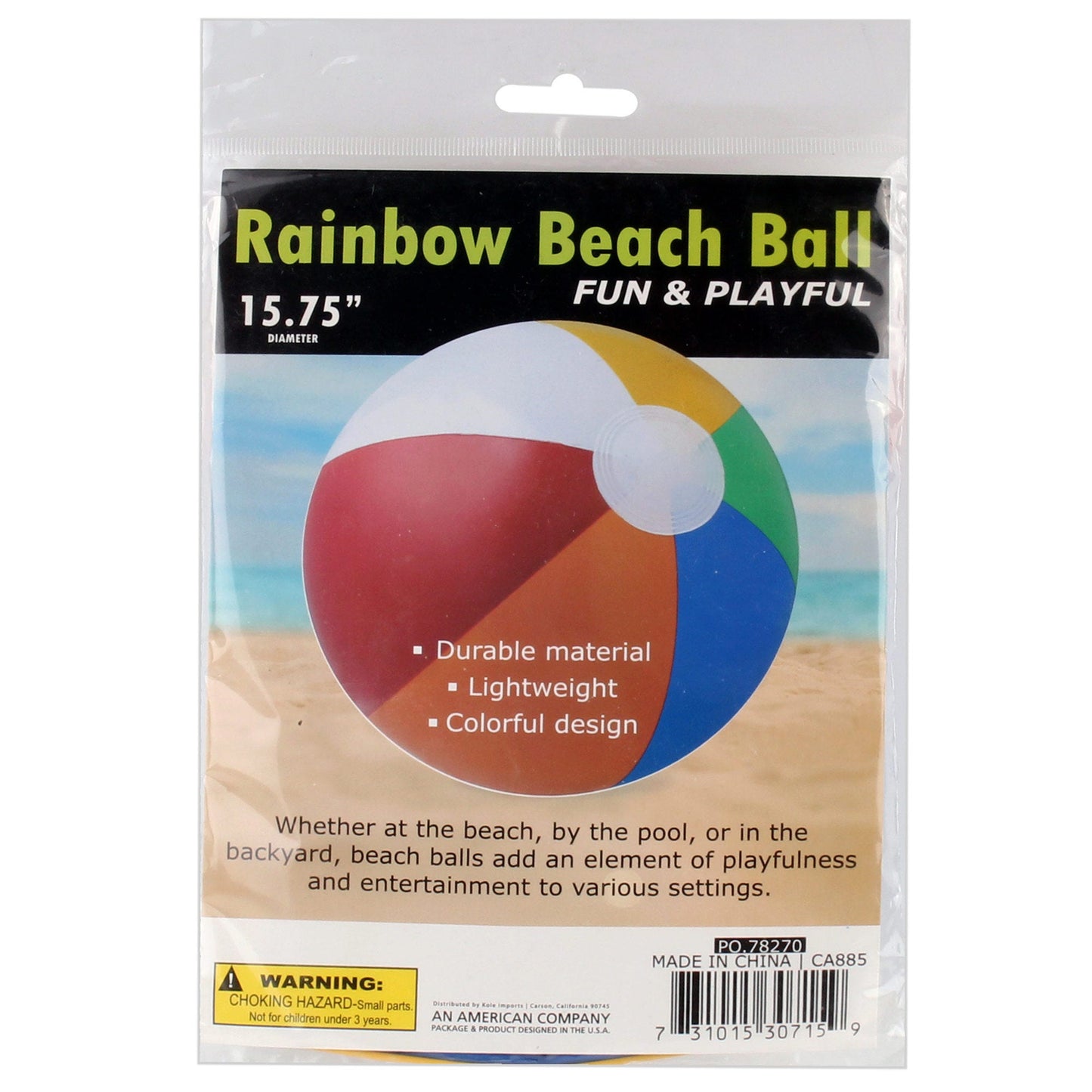 15.75 colorful rainbow beach ball -- 16 per box