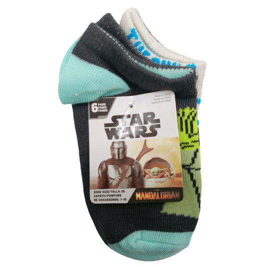 6 pack star wars the mandalorian the force kids ankle socks in size 7-10 -- 9 per box