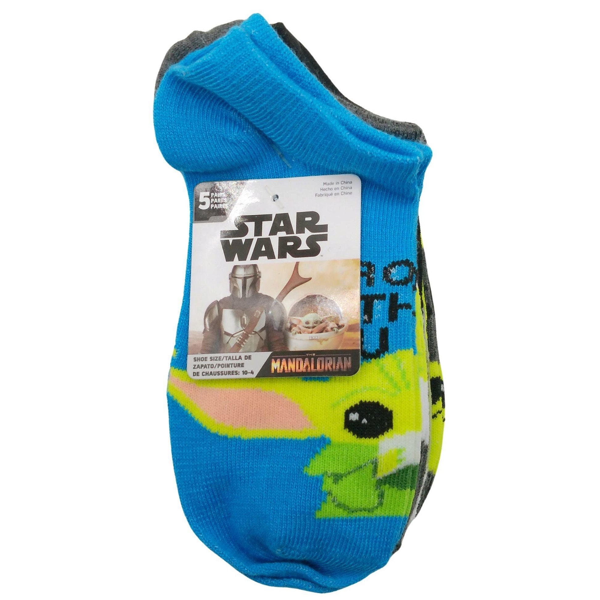 5 pack star wars the mandalorian stronger kids ankle socks in size 10-4 -- 8 per box