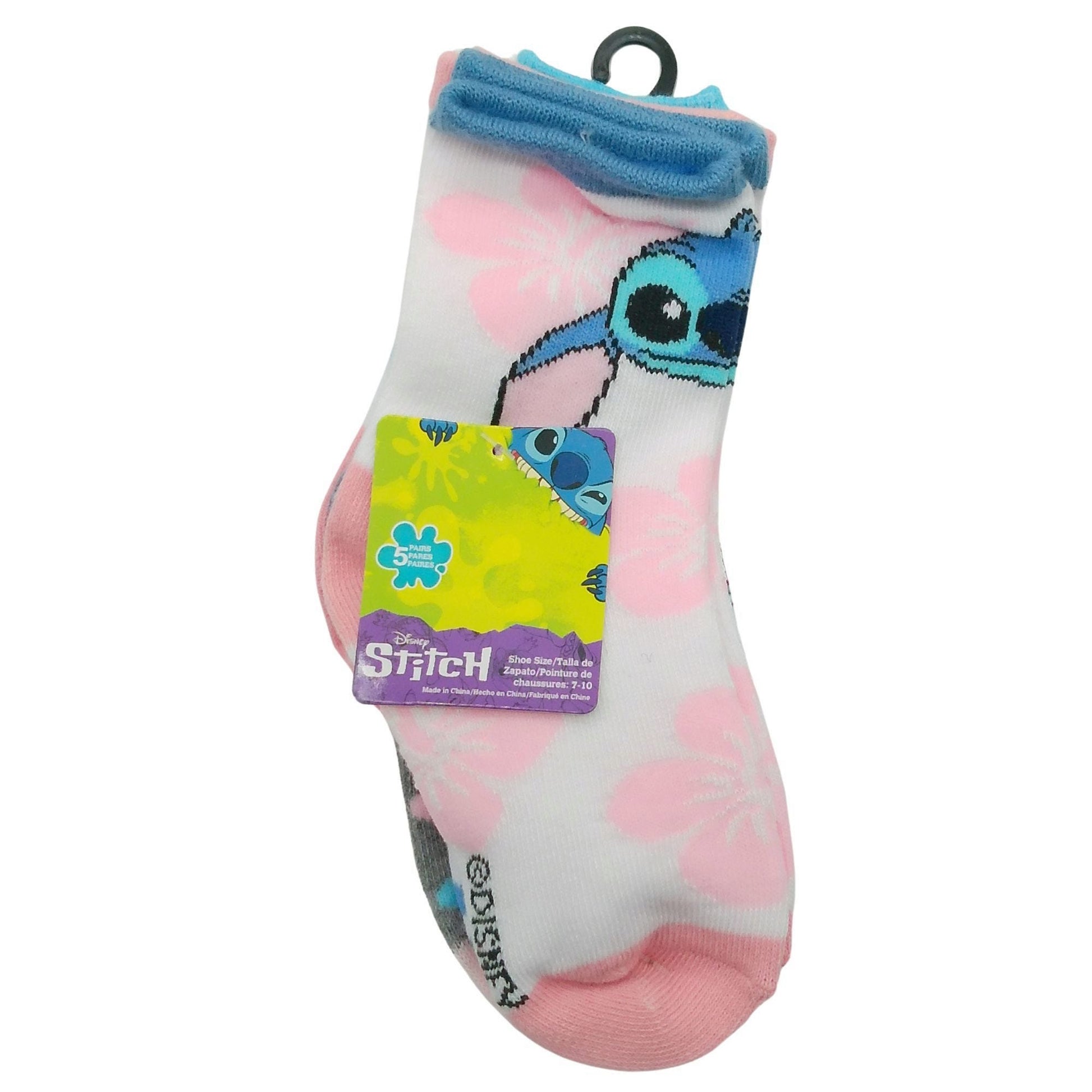 5 pack stitch aloha kids crew socks in size 7-10 -- 12 per box