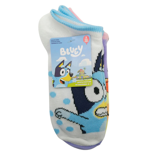 5 pack bluey the squad kids ankle socks in size 10-4 -- 8 per box