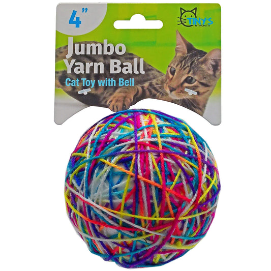 4 jumbo yarn ball pet cat toy with bell -- 20 per box