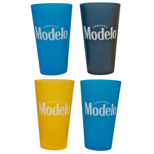 4 pack modelo cerveza 22oz multi colored plastic cups -- 18 per box