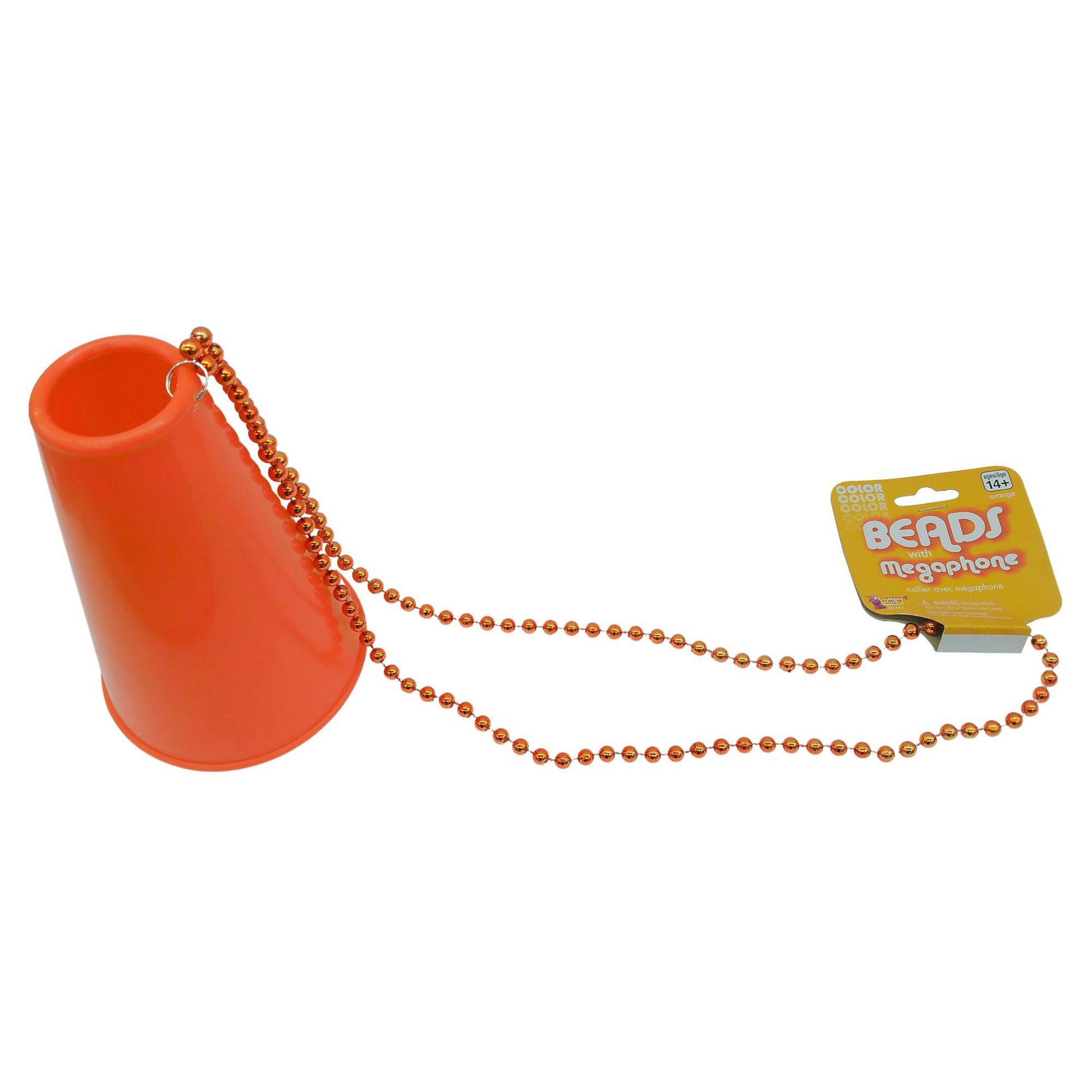 orange 33 bead necklace with megaphone -- 48 per box