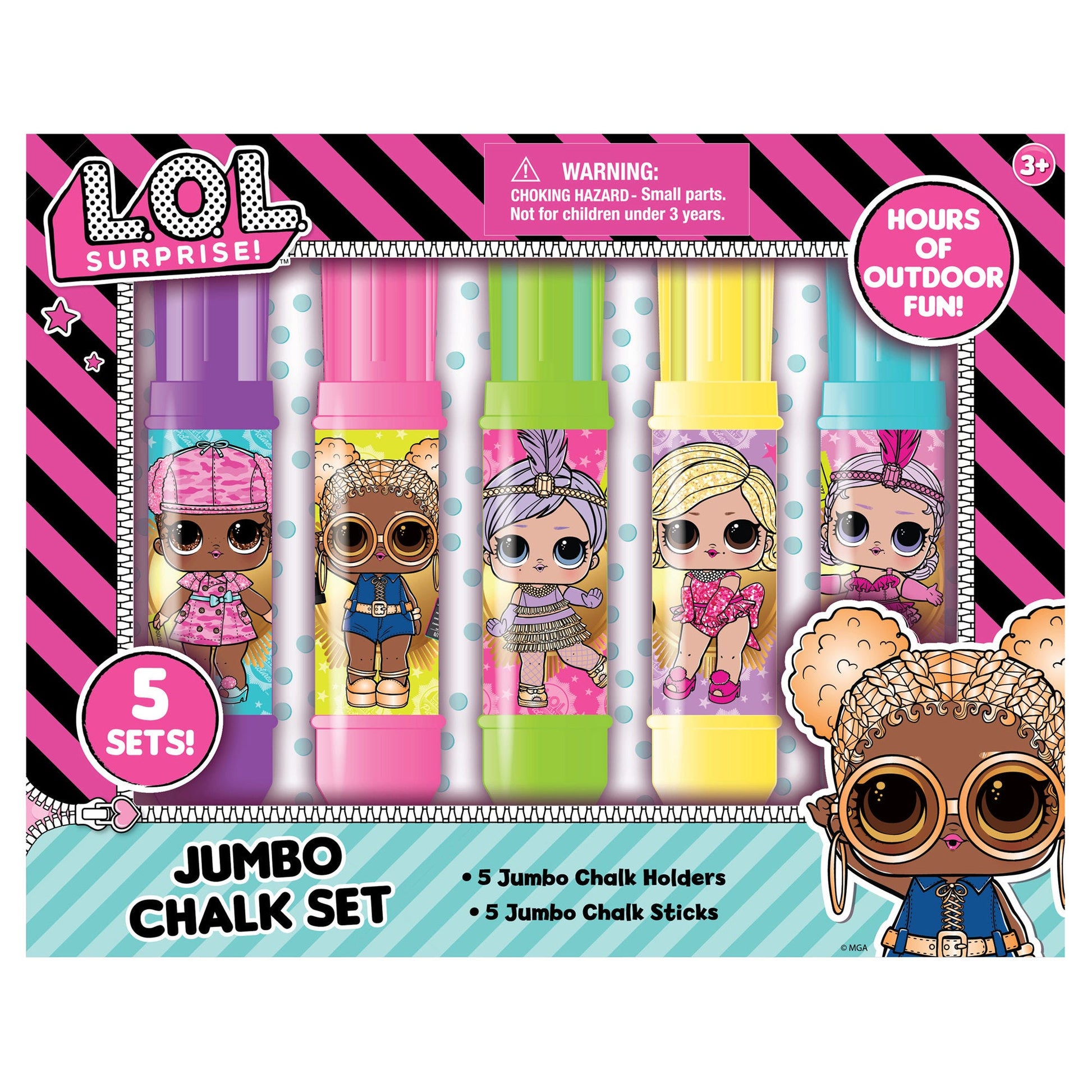 lol surprise 5 piece jumbo chalk sticks with holders -- 10 per box