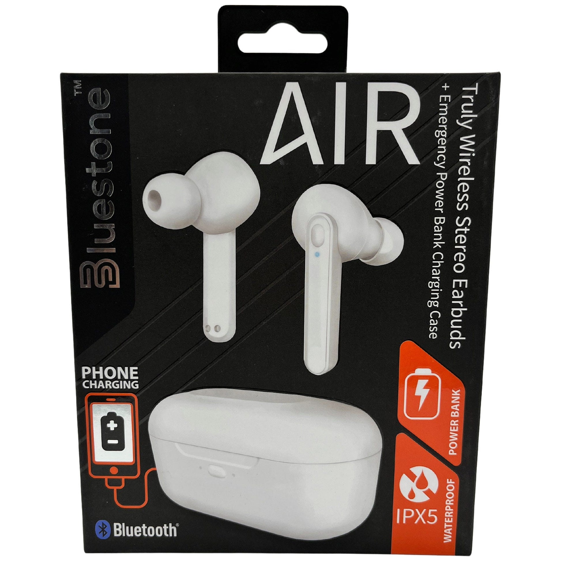 air true wireless bluetooth earbuds with charging case in white -- 6 per box