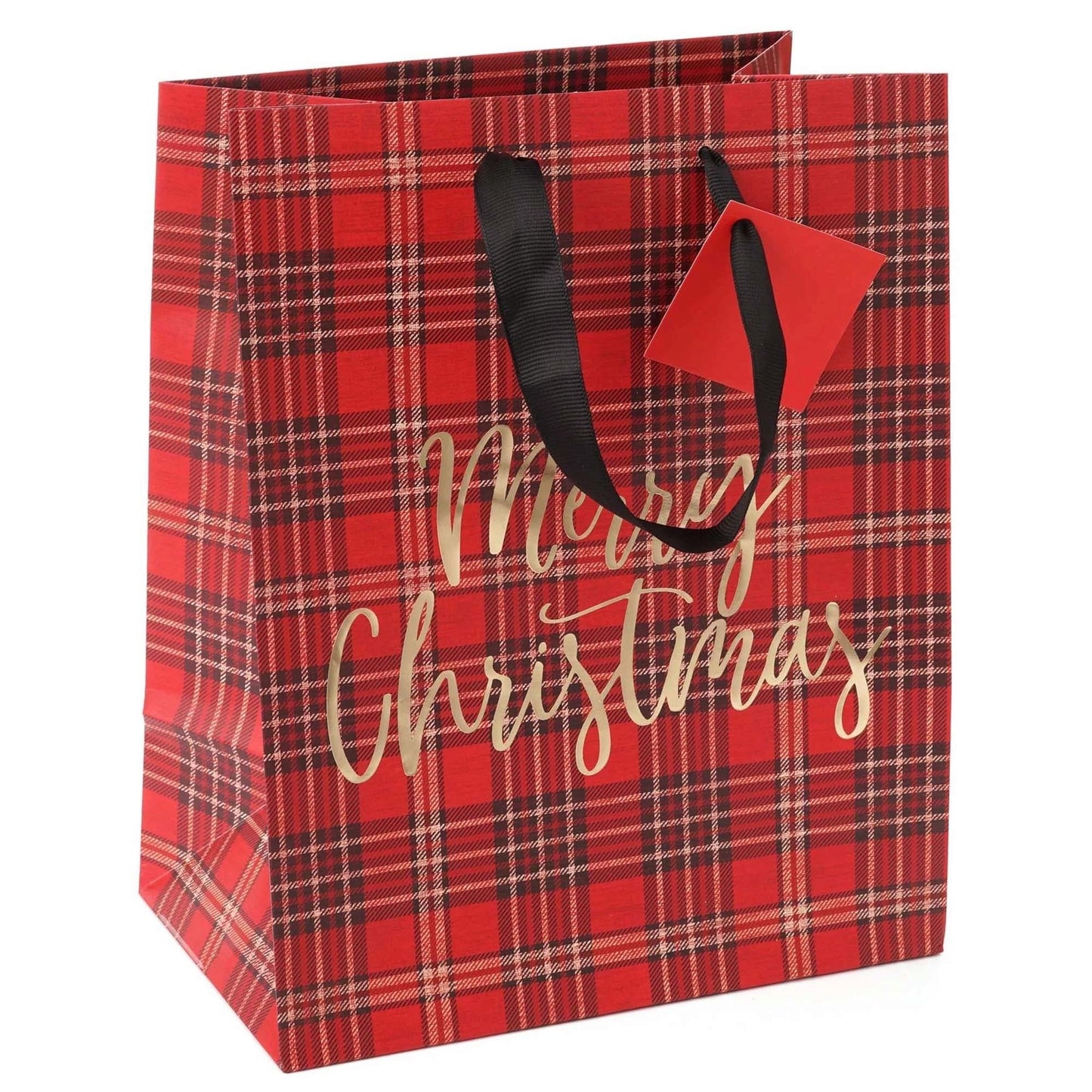 8 x 10 plaid merry christmas medium gift bag -- 36 per box