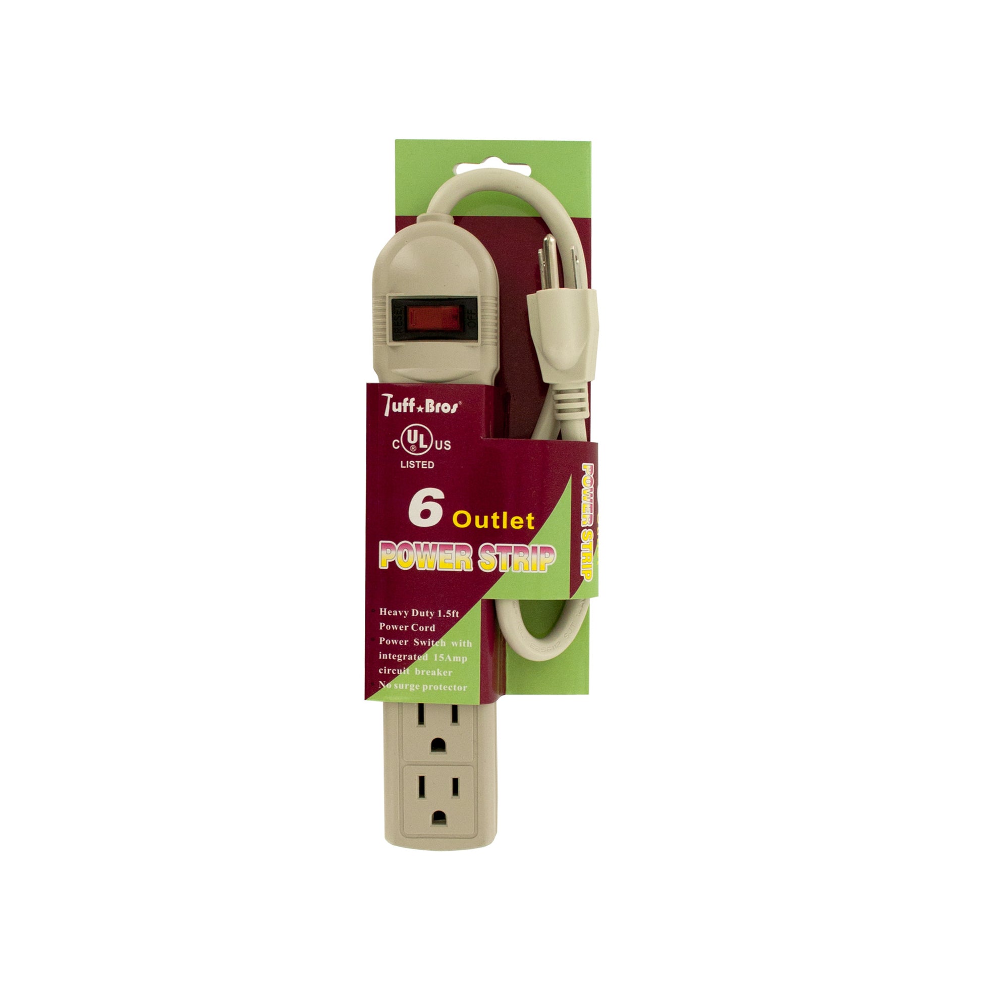 8 outlet power strips - surge protection -- 5 per box