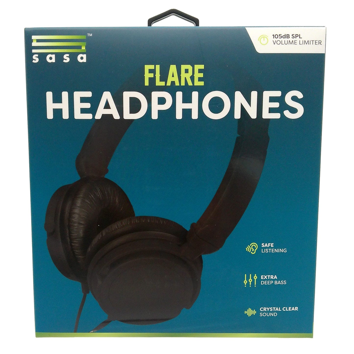 sasa flare black wired over ear headphones -- 8 per case