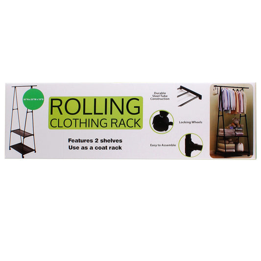 60 tall rolling clothing rack with 2 bottom organizing shelves -- 2 per box