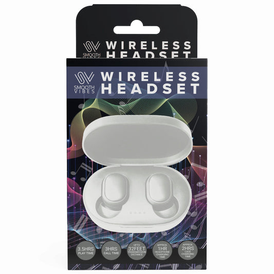 white wireless earbuds with charging case -- 6 per box