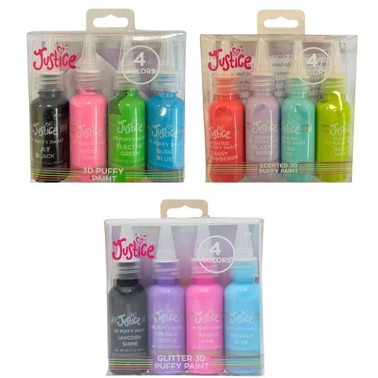 justice 4 pack glitter fabric paint in assorted colors -- 20 per case