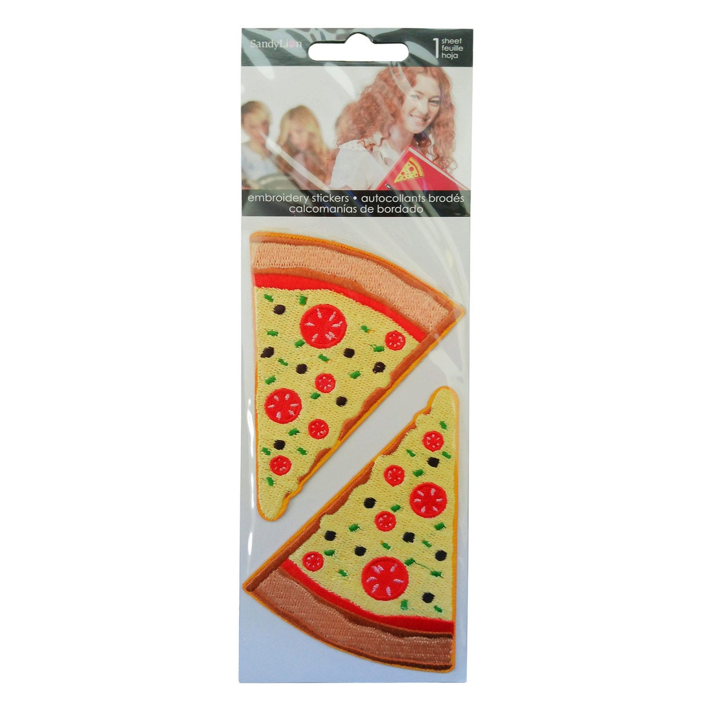 pizza 2 pack embroidered stickers -- 66 per box