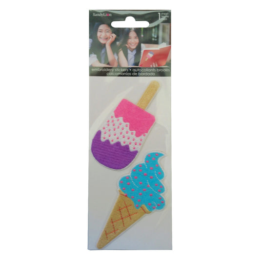 ice cream 2 pack embroidered stickers -- 66 per box