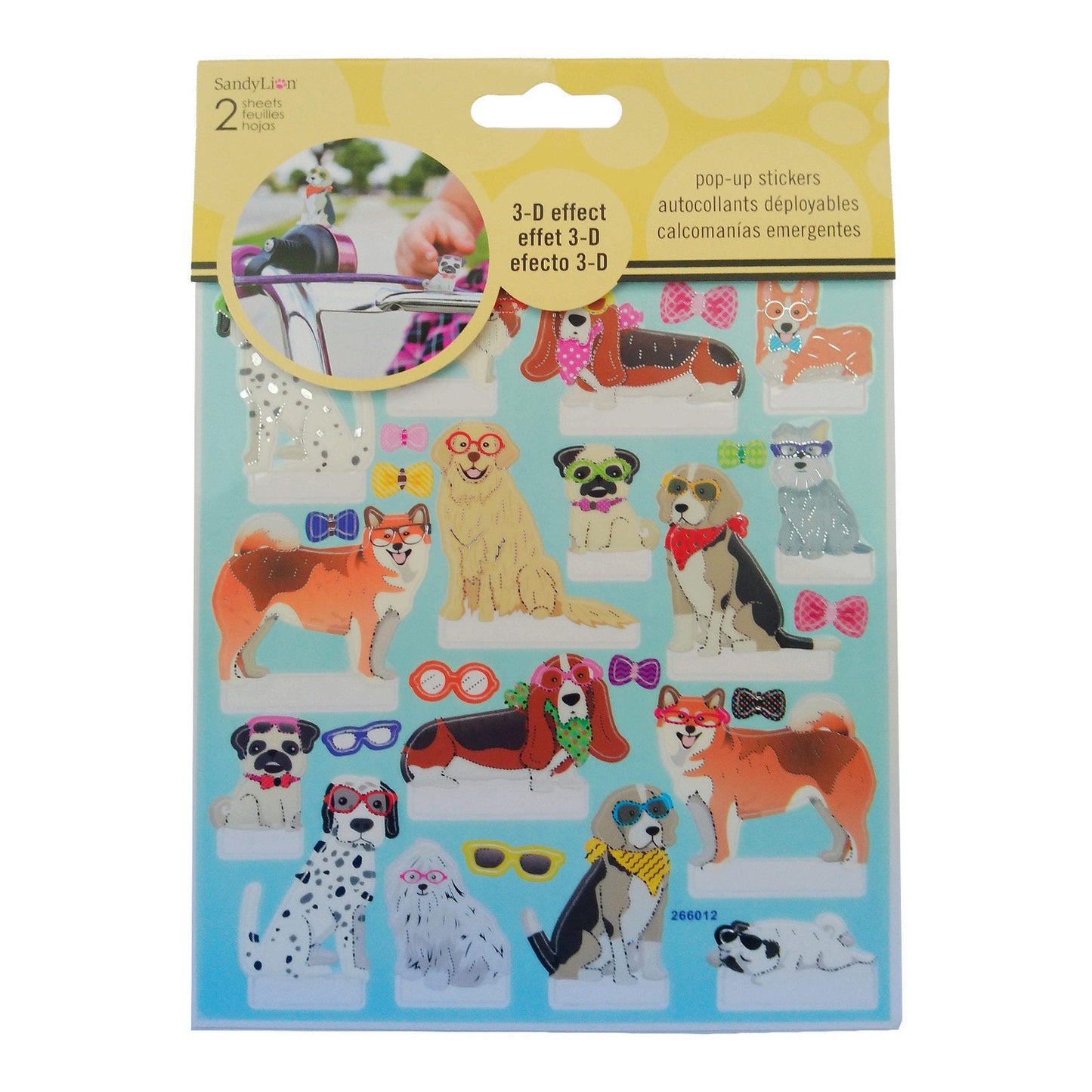 3d effect dogs pop up stickers -- 54 per box