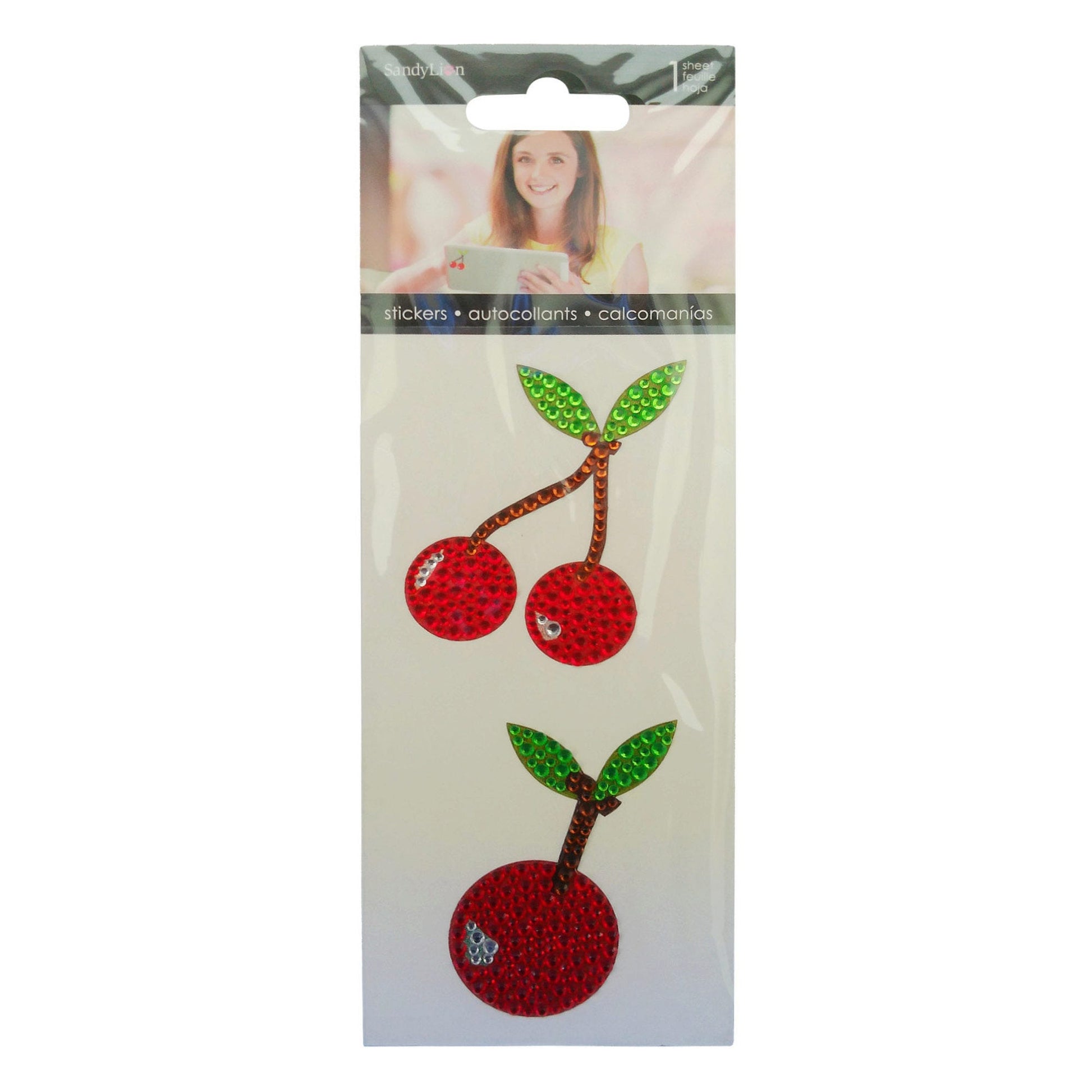 cherries rhinestone stickers -- 66 per box