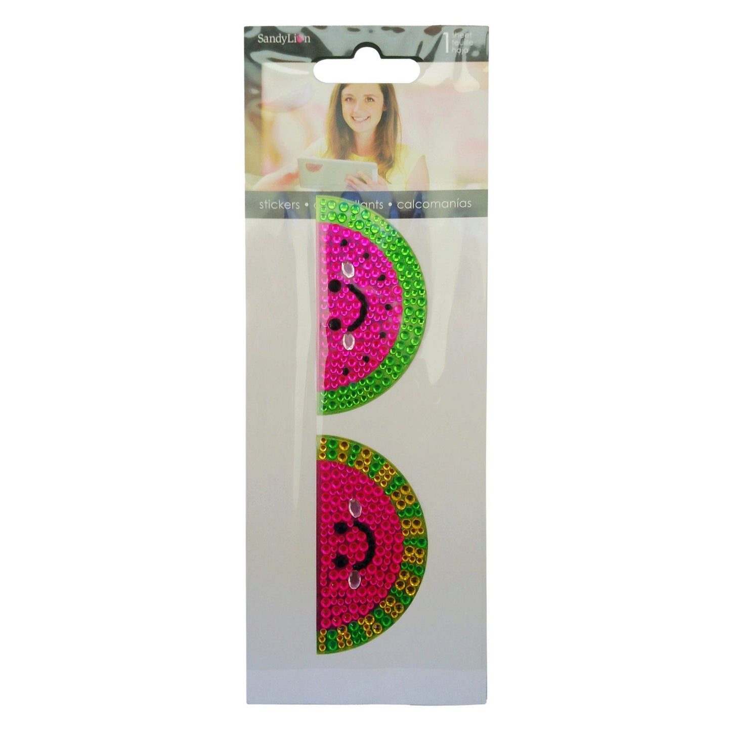 watermelon rhinestone stickers -- 66 per box