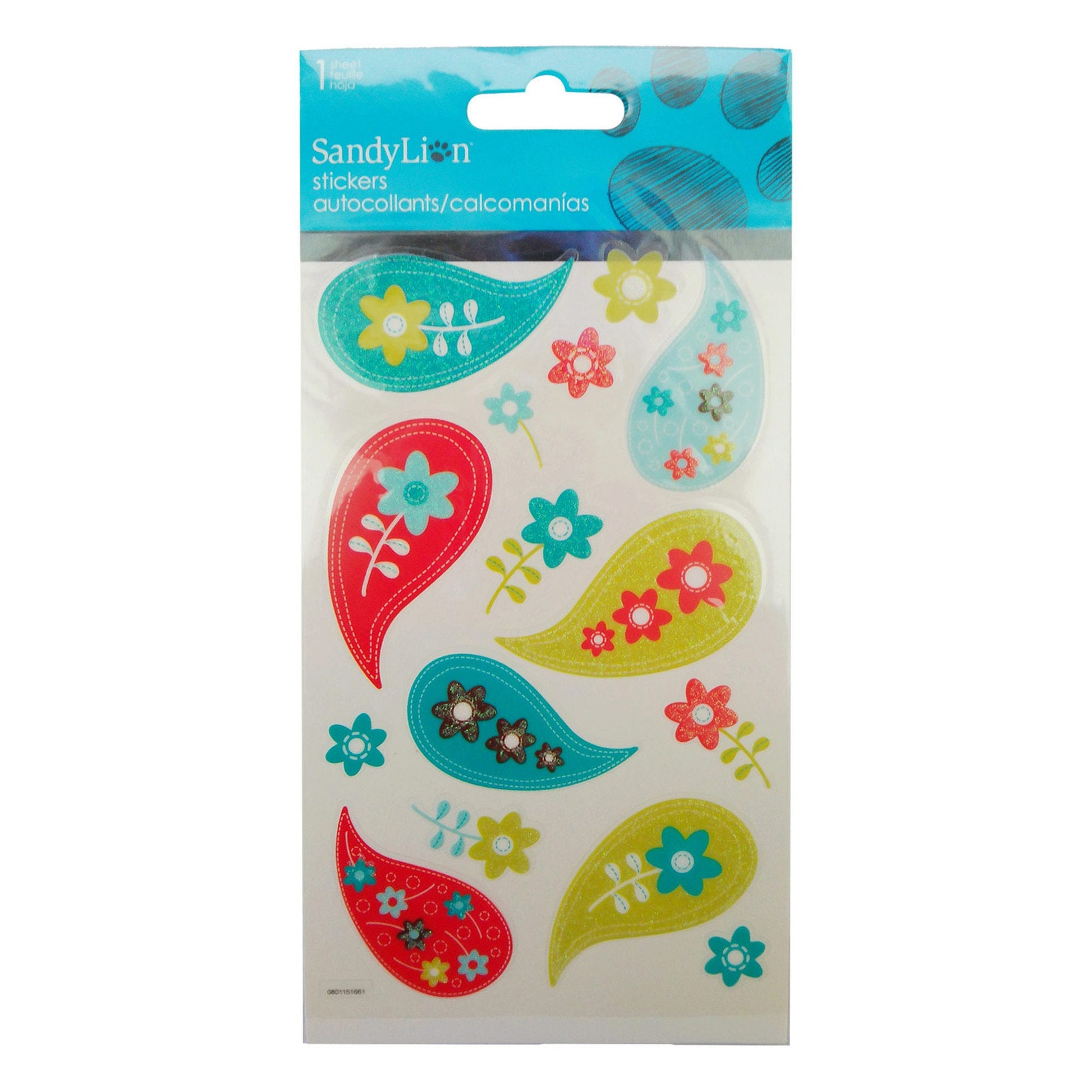 glitter paisley clear stickers -- 78 per box