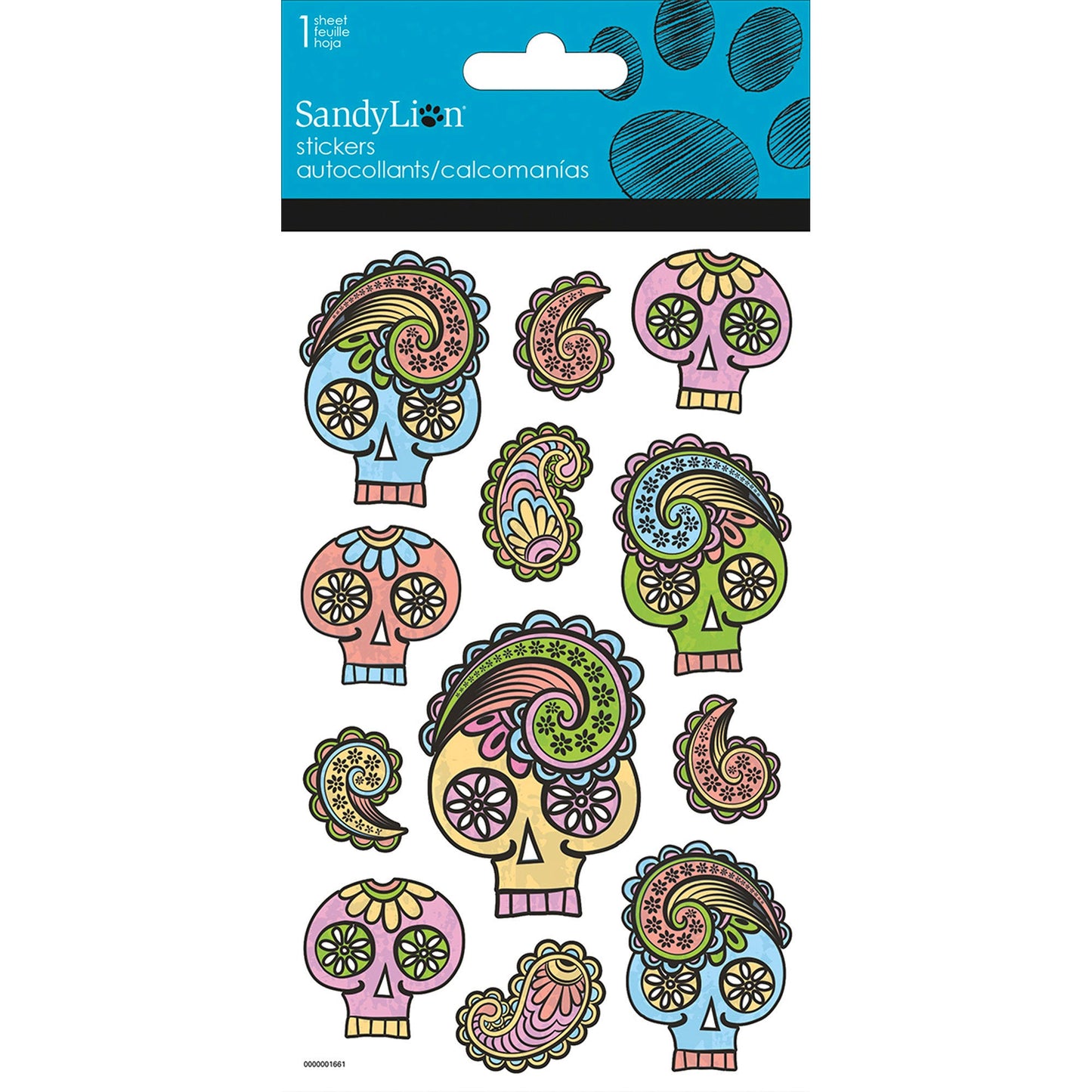 paisley skulls stickers -- 78 per box