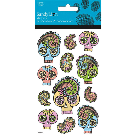 paisley skulls stickers -- 78 per box