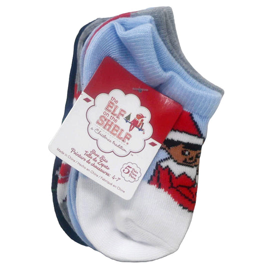 5 pack 2t-4t elf on the shelf snow days no show socks -- 12 per box