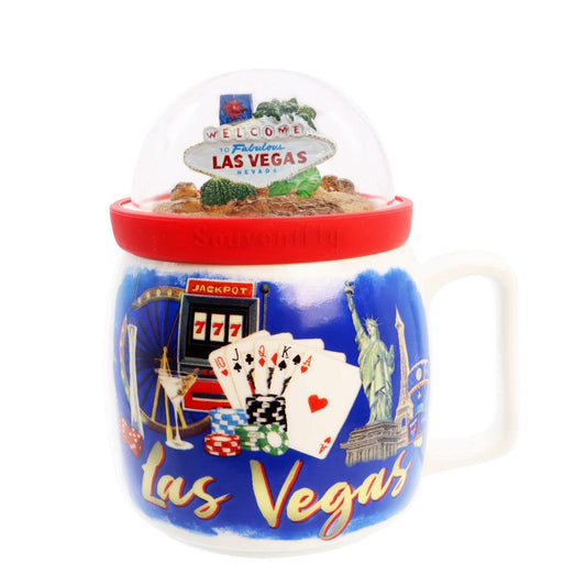 12 oz ceramic las vegas mug with decorative dome lid -- 14 per box