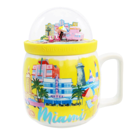 12 oz ceramic miami mug with decorative dome lid -- 14 per box